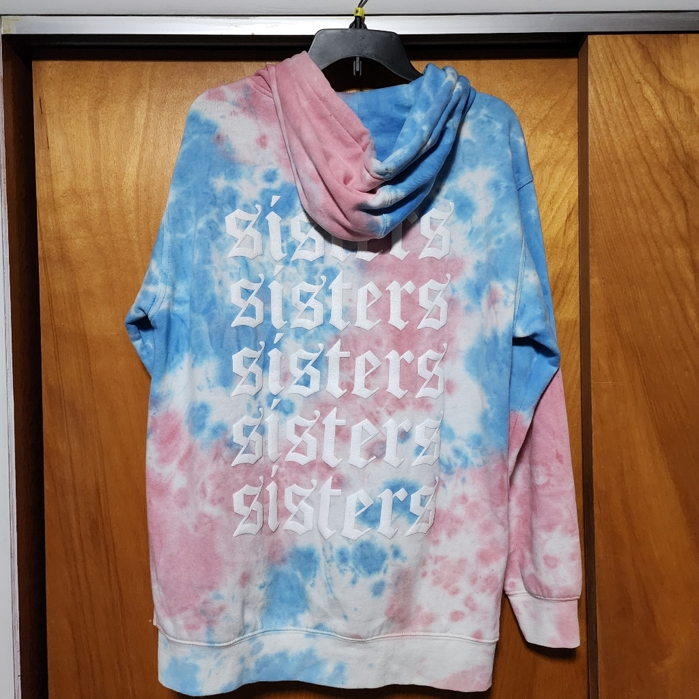 James Charles Sisters Hoodie by Safety Pin - Pink and Blue Tie Dye Large